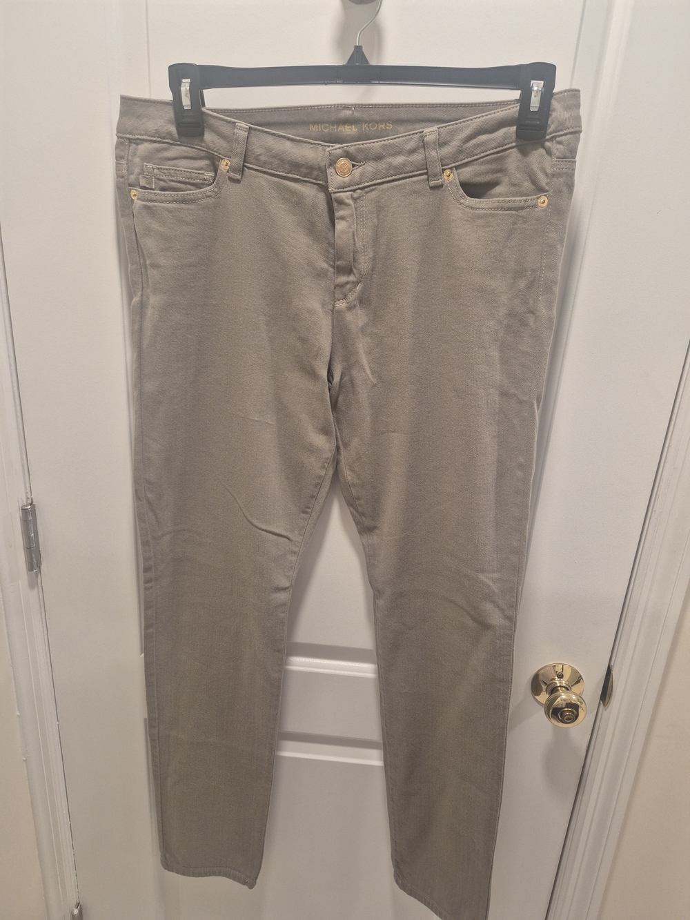 Michael Kors Straight-Leg Pants - Olive with Gold Button